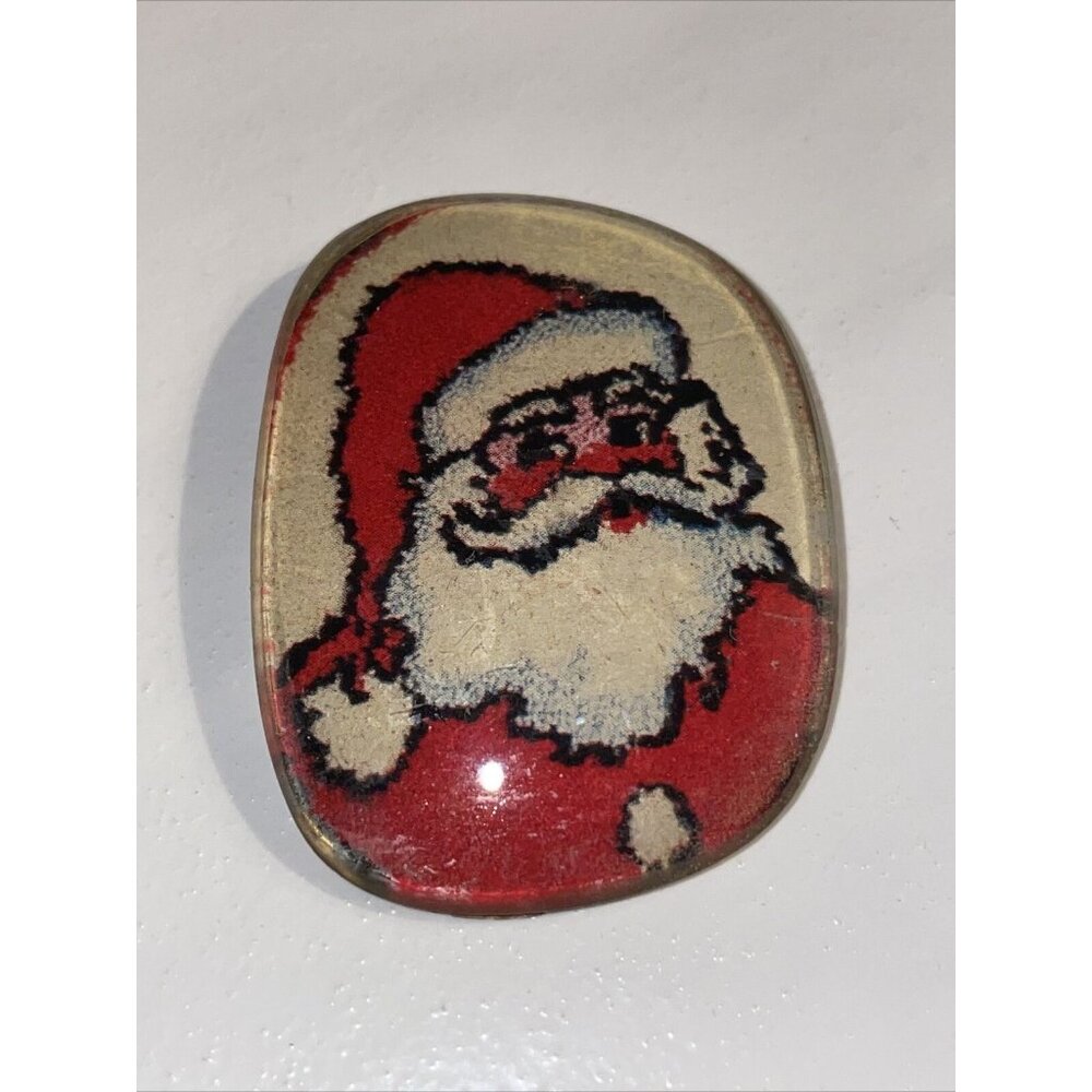 Vintage Unique Handmade Brooch Pin Santa Claus‎ Eye Glass Lens Christmas A4